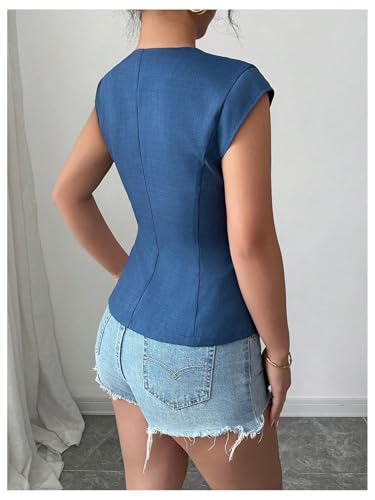 SHENHE Women's Dressy Casual Button Up Cap Sleeve Blazer Vest Business Top Work Blouse2