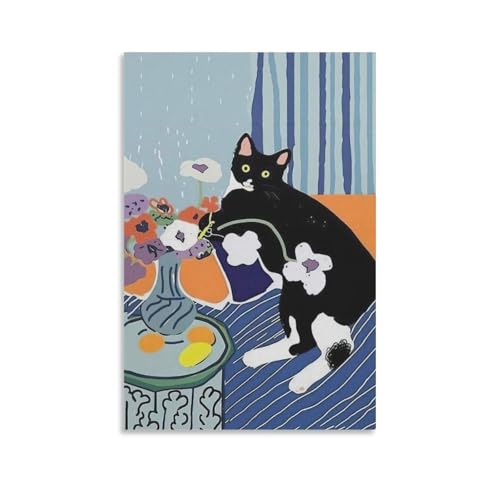 アンリ・マティス「猫」 絵画 ポスター 印刷 ウォールアート リビング ダイニングルーム ベッドルーム 壁飾り 壁の絵12x18inch(30x45cm)