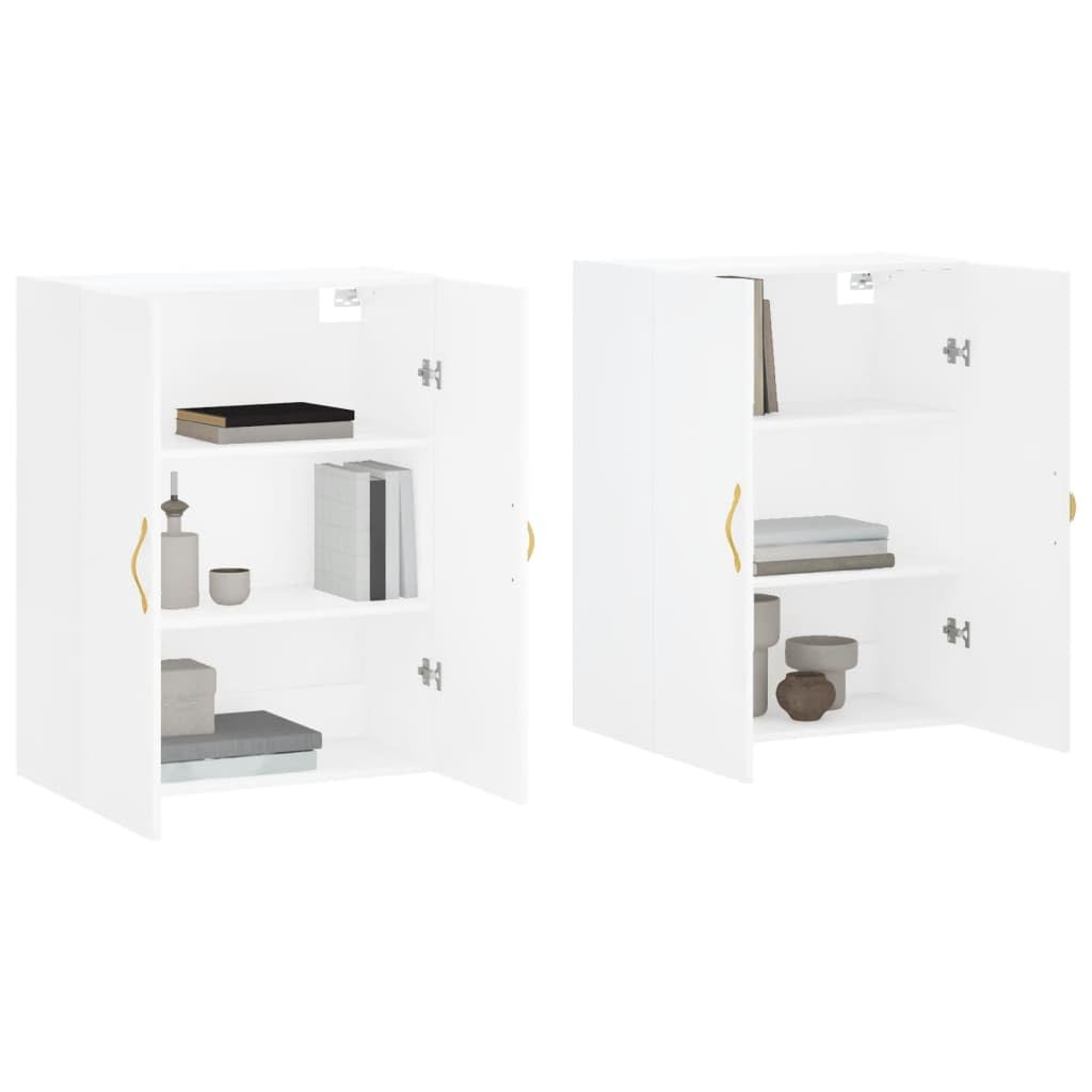 Juego de 2 armarios de pared, 69,5 x 34 x 90 cm, color blanco