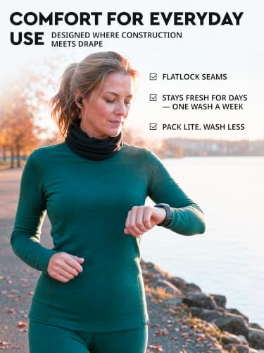 Image of MERINNOVATION Merino Wool Base Layer Set for Women 100% Merino Wool Thermal Underwear Sets Lite - Midweight Top Tank Bottom
