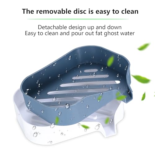 Soap Dish for Shower, 4Pcs Soap Bar Holder, Soap Holder, Soap Dishes for Bar Soap, Self Draining Soap Dish with Drain Spout,Sponge Holder for Bathroom Kitchen Sink Countertop Sink Bathtub - Thumbnail 7