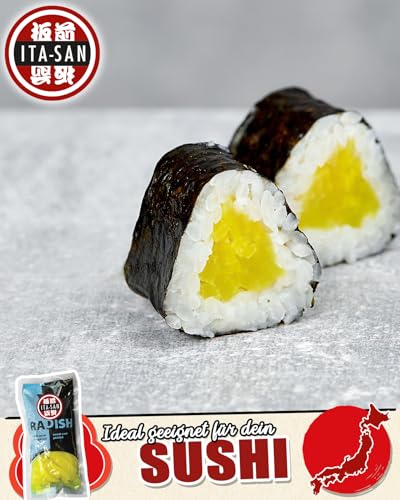 ITA-SAN Rettich Tankuan, eingelegter Rettich süß-sauer, japanisch, milde Schärfe, authentisch japanisch kochen, ideal für Sushi oder als Snack, vegan, halal, 1 x 350 g