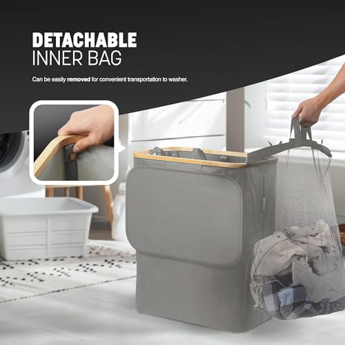 Panier à linge ventilé Keplin 145l anti-odeur avec tri double - 7