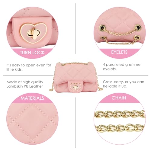 Image of CMK Trendy Kids Glitter Toddler Purse for Girls Sparkly Quilted Little Girl Purses (Lambskin pink), mini