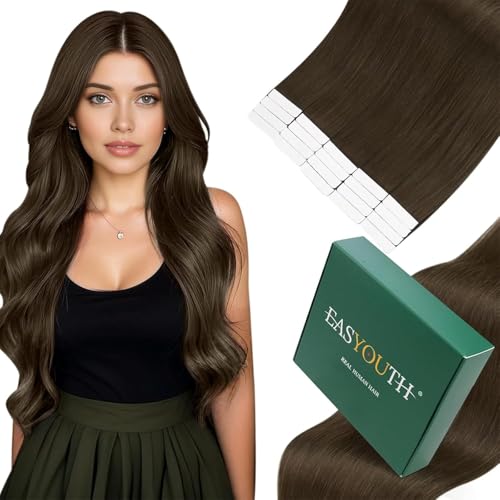Extension cheveux naturel adhesif Easyouth | Pack long 20-22 pouces 100g couleur brun #2