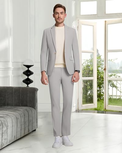 Mens Suits Slim Fit 2 Piece Casual Summer Suit Striped Jacket and Dress Pants Beach Wedding Suit Prom Tuxedo2