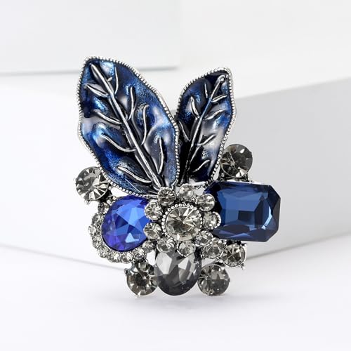 Image of Rhinestone Brooch Pin for Women Elegant Crystal Flower Bouquet Brooches Lapel Pin Wedding Party Dress Accessories for Wife Mom Birthday Gifts