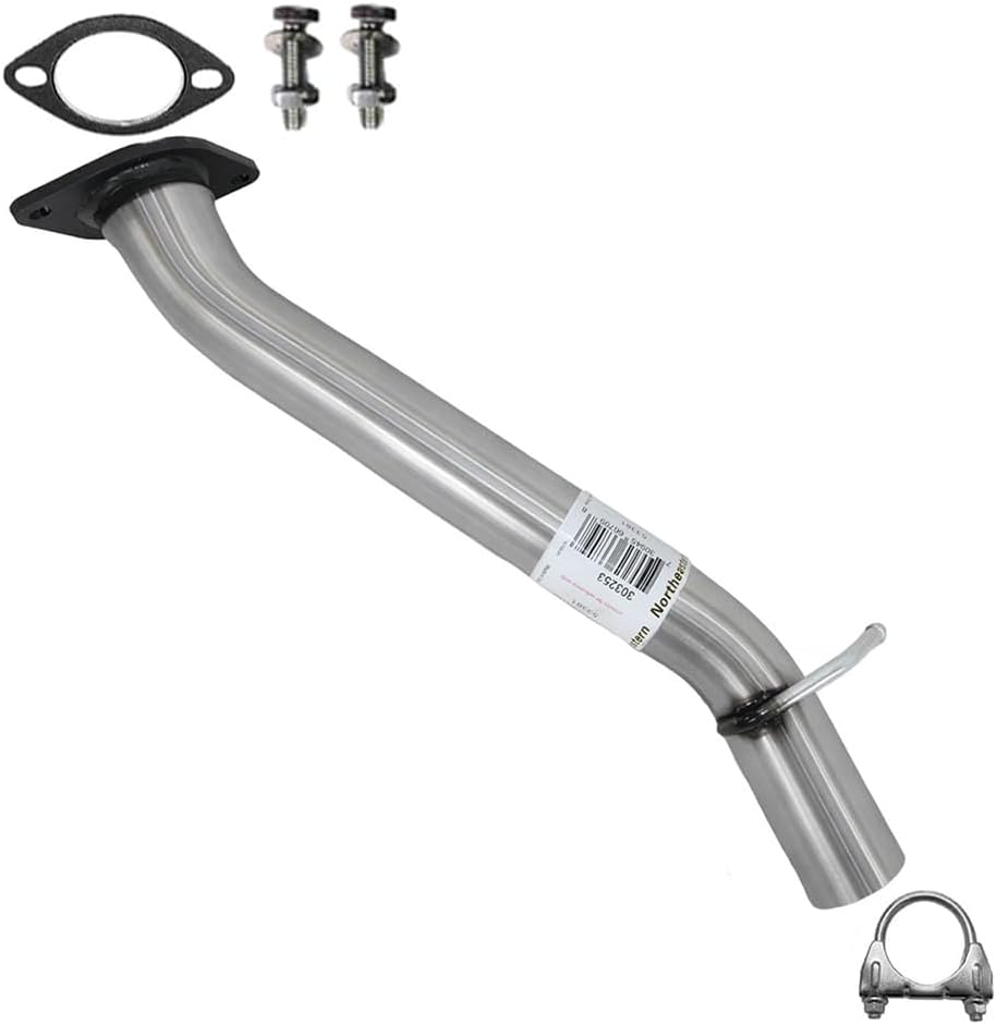 Exhaust Extension Pipe Compatible with GMC Sonoma 2001-2004 4.3L | Stainless Steel | Northeastern Exhaust | Includes Gasket, Clamp and Bolt Kit | Direct-Fit Replacement