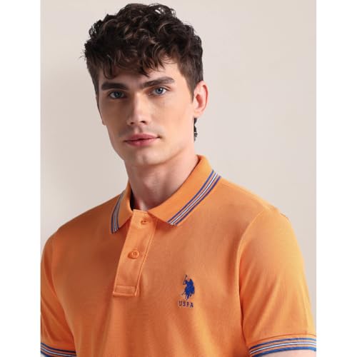 Image of U.S. Polo ASSN. Solid Slim Fit Polo T Shirts for Men - 100% Cotton, Half Sleeves Mens Tshirt