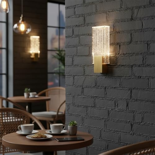 Lámpara de acento rectangular con luz LED integrada y acabado dorado brillante 7
