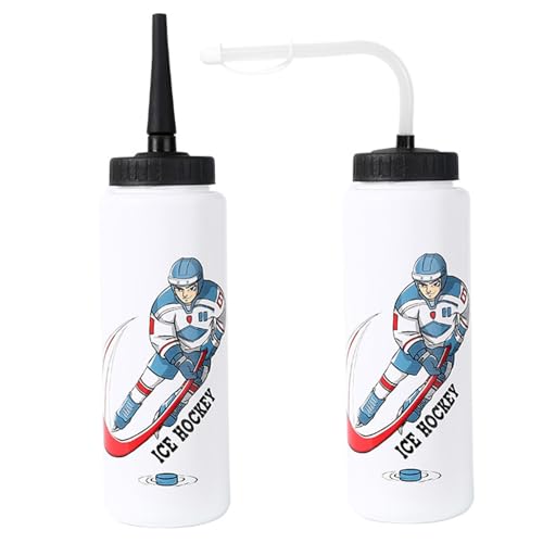 Botella de agua de hockey para casco con pajita larga flexible pack de dos bidones de 1l