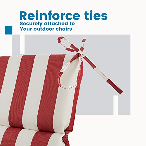 Blisswalk Outdoor Chair Cushion Bottom And Back，One Piece High Back Adirondack Chair Cushion, Patio Cushions For Bifold Lawn Chair 45.5" X 21", 1 Count,Stripe #TOP2