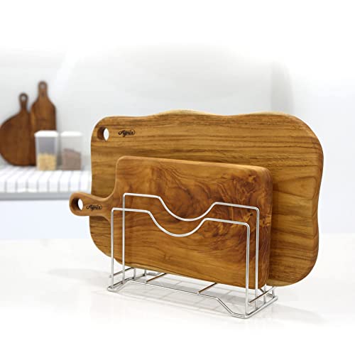 Lenith Cutting Board Rack Chopping Board Organizer Stand Holder Kitchen Countertop Pots Pan Lids Rack Organizer (Medium_Silver Color) #TOP1