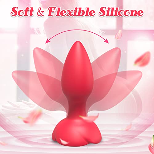 Anal Sex Toys Vibrators Butt Plug Sex Toy, Vibrating Rose Anal Plug, Remote Control Anal Toy With 10 Modes & Rose Base, Waterproof Silicone Rose Adult Toys & Games(Rose Red) #TOP4