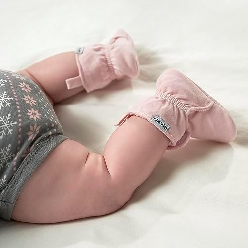 Gerber Baby Fleece Lined Wrap Fasten Non Skid Soft Slipper Booties, Pink, 6-9 Months Unisex Infant Review | Image 2
