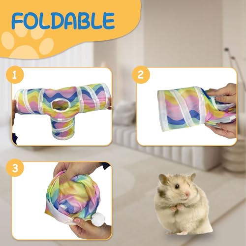 Túnel de porquinho da índia dobrável de 3 a porquinhos-da-índia túnel e tubo com bola interativa esc