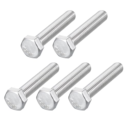 Image of METALLIXITY Hex Bolts (M8-1.25x45mm) 5Pcs, 304 Stainless Steel Coarse Fully Threaded Hex Head Screw Bolt Machine Screws - for Furniture Repair, Silver