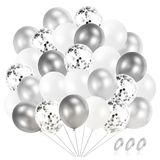 Globos de Confeti Dorados,63 piezas Cumpleaños globo baby shower,Globo de confeti dorados,Globos Metalizados Dorados y Latex Blancos,dorados Globos con Confeti (Plata)