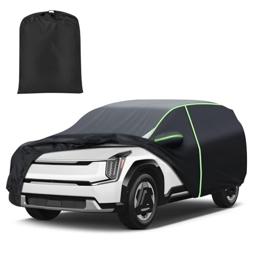 Image of Car Cover for EV9 2024-2026, Full Car Cover All Weather Car Covers for EV9, 7 Layers Waterproof Outdoor Cover with Zipper Door Reflective Strips