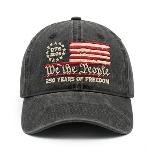 Limima Printed We The People Hat - 250th Anniversary USA Hat - We The People Hats for Men Women - 4th of July Gifts - Patriotic Caps for Dad Mom Patriots - Vinatge Amercian Flag Baseball Cap