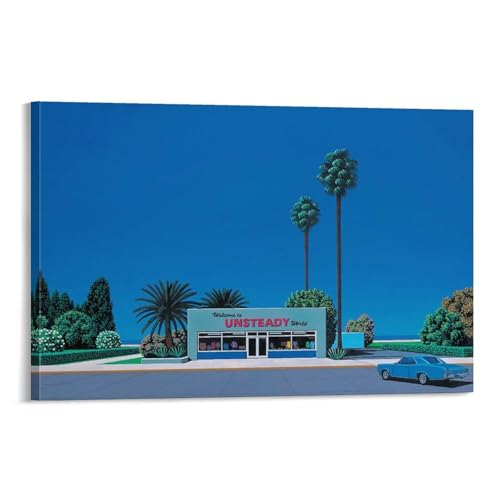 Hiroshi Nagai toile An Unstable World pour un salon moderne au style rétro