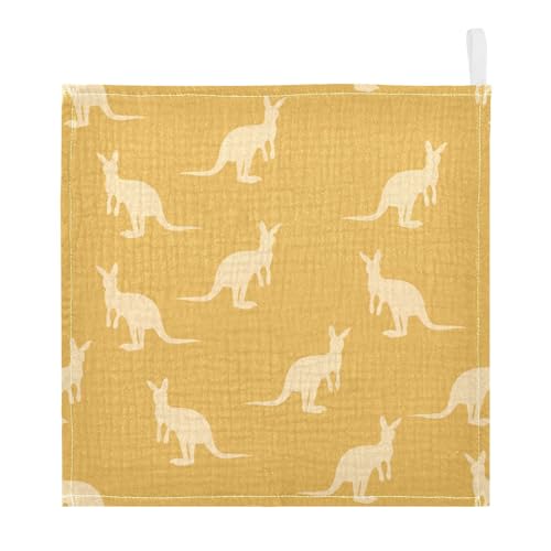 Image of vvfelixl Kangaroo Australia Animals Baby Burp Cloths Baby Muslin Washcloths for Boys Girls Cotton Baby Face Towel for Newborn Infants Soft and Absorbent 11.8 X 11.8 in, 5 Pack
