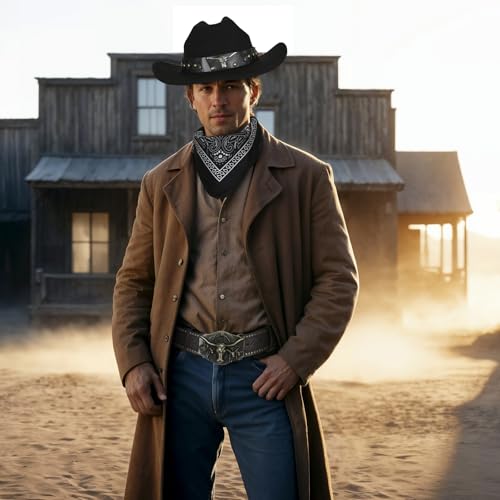 Image of Men & Women's Cowboy Cowgirl Hat-Western Cowboy Costume Accessories Set for Halloween Cosplay