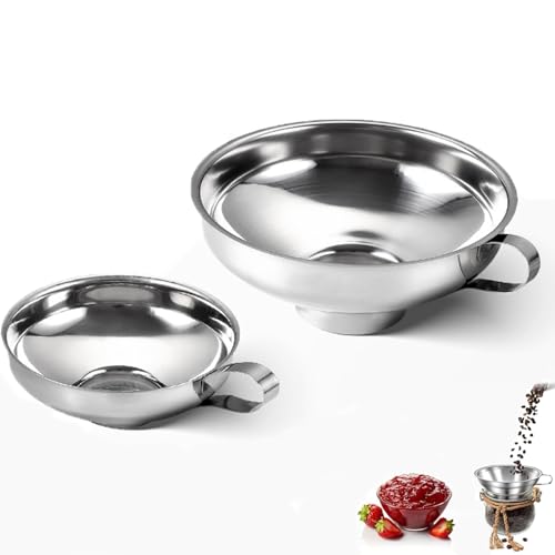 2PK Grandi e Piccoli Imbuto di Inscatolamento, Imbuto di Inscatolamento ad Ampia Apertura con Manico per Barattoli Larghi e Regolari [Collo Grande 14,8 cm e Collo Piccolo 10,5 cm]