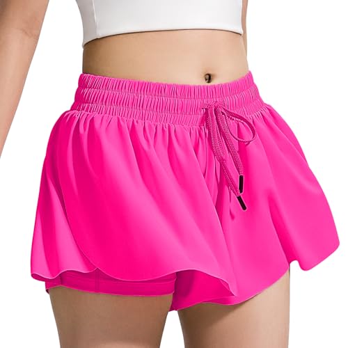 La mejor selección de Ropa interior deportiva para Niña los 5 mejores. 43 BOOPH - Pantalones cortos deportivos con bolsillos interiores para niñas, correr, tenis y deportes, Rosa encendido, 7-8 Años