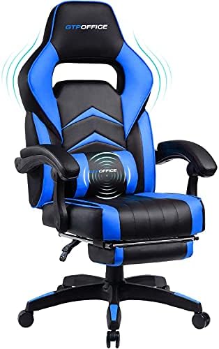 Gaming Chair with Footrest and Therapeutic massage,Pc Chair Lumbar Help Ergonomic Gaming Chair, Gaming Chair 360°-Swivel for Workplace or Gaming Blue