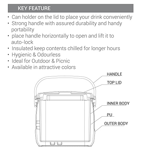 Milton Super Chill 14 Insulated Ice Pail, 1 Piece, 12.65 Litres, Blue | BPA Free | Easy to Carry | Food Grade | Ideal for Outdoor | Picnic | Travel | Events | Office
