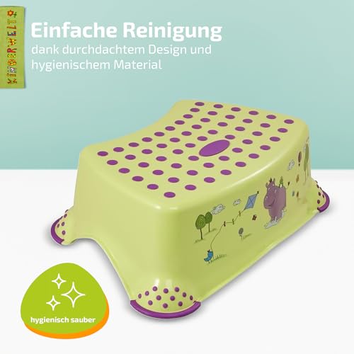Marchepied enfant de qualité supérieure Hippo vert robuste et durable