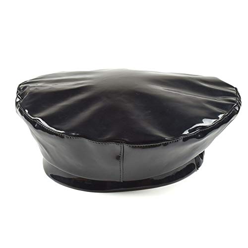 Utaly Patent Leather French-Beret Hat Pu Dancing Cap Captain Women (Size S-M) Black #TOP7