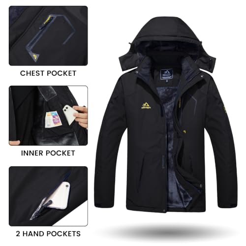 Image of TACVASEN Men's Winter Skiing Jackets Water Resistant Fleece Coats Insulated Thermal Snowboard Jacket Parka Raincoat with Hood