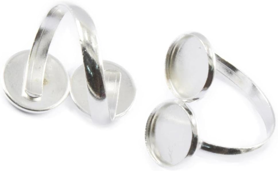 2Pcs 2-Bezel Blank Ring Base Settings Jewelry Findings 12Mm Silver WhiteCrafts|Beads & Jewelry Making|Beading & Jewelry Kits|Jewelry Making Kits