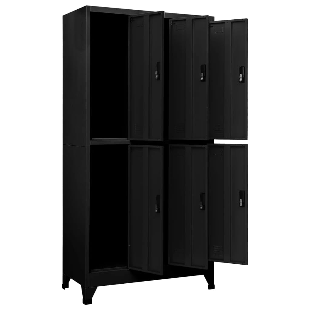 Generico Armadietto con Serratura Nero 90x45x180 cm in Acciaio,Armadietti e stipi