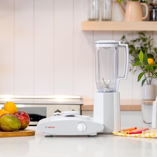 Image of Bosch Blender Bundle - White Universal Plus Mixer, Dough Hook Extender, and Blender