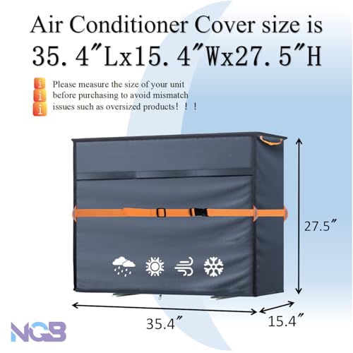 Image of Mini Split Air Conditioner Cover for Outside Units,600D Waterproof Air Conditioner Mini Split Cover with Vent Hole, Fits up to 35 inchL x15 inchW x27 inchH,AC Protector for 12000-24000 BTU,Grey.