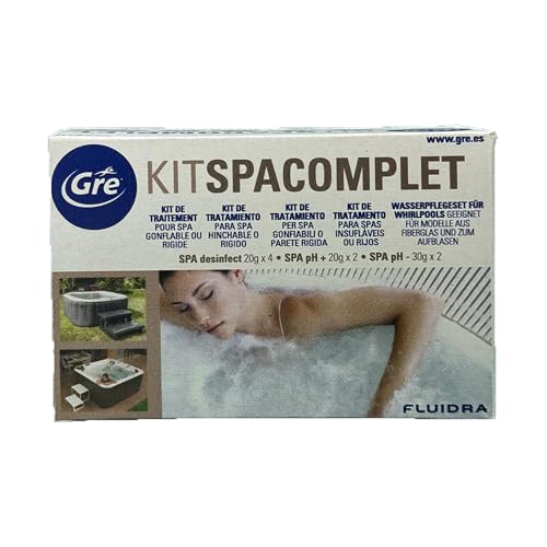 Gre Kit SpaComplete monodosis, tratamiento para agua, spa, piscina, mantenimiento, limpieza, accesorios