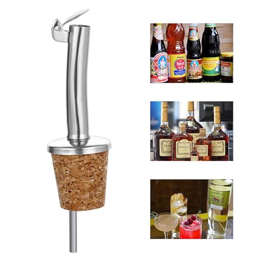 Miniatura 7 de Incutex 5x Vertedores De Botellas Corcho Y 1x Cepillo De Limpieza, Boquillas Aceite In Acero Inoxidable Con Tapón Antigoteo, Vertedor Dosificador Aceite, Vino, Vinagre