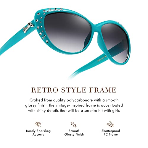 Image of Giselle Kids AGE 6-14 Rhinestone Cat Eye Sunglasses