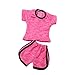 Fenteer Ensemble de Vêtement de Poupée, Tops + Pantalon Décoration 18'' Poupée Fille Américaine - Rose