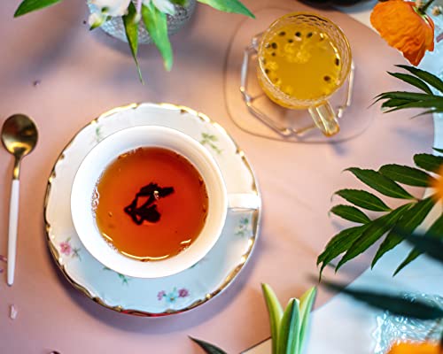 Zealax Tea Cup And Saucer Set Vintage Tea Cups Floral Coffee Cup, Cream #TOP4