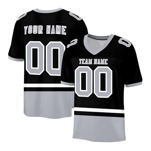 Personalisiert American Football Trikot mit Team Namen Number Logo, Custom Trikot T-Shirt für Kinder Erwachsene Junge Mädchen Herrn Damen