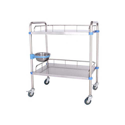 YuanYu Stainless Steel Trolley-Double Cart Trolley Trolley Care Dressing Medical Cart Clinic Beauty shelf trolley (Size : 80 * 48 * 86cm)