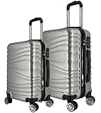 Kit Mala de Viagem 2 Peças Bordo e Média - C/ 4 Rodinhas 360º Prata