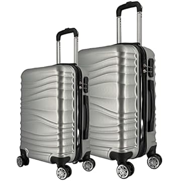 Kit Mala de Viagem 2 Peças Bordo e Média - C/ 4 Rodinhas 360º Prata