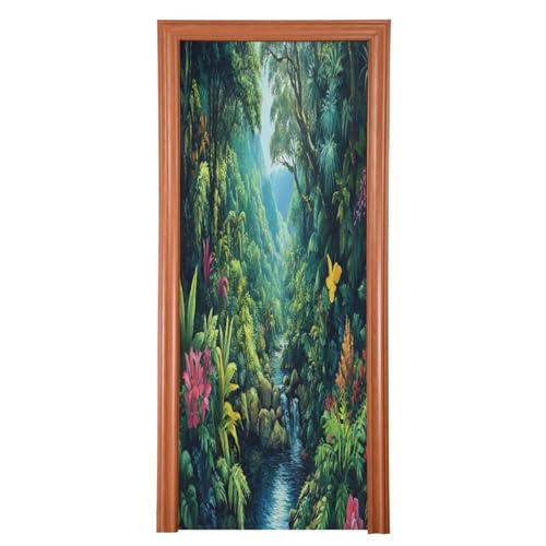 FLildon Tropical Jungle Water Door Cover Decoration, Party Accessory Porch Decor for Festive Ornament Room Door Covers 36 x 98 Inch