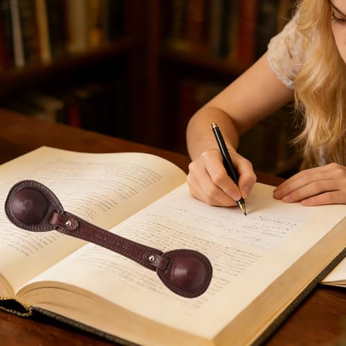 Image of Leather Weighted Book Page Holder for Women Men, Book Weight Page Holder for Book Lovers, Book Accessories Gift for Reading Lovers (Umber)