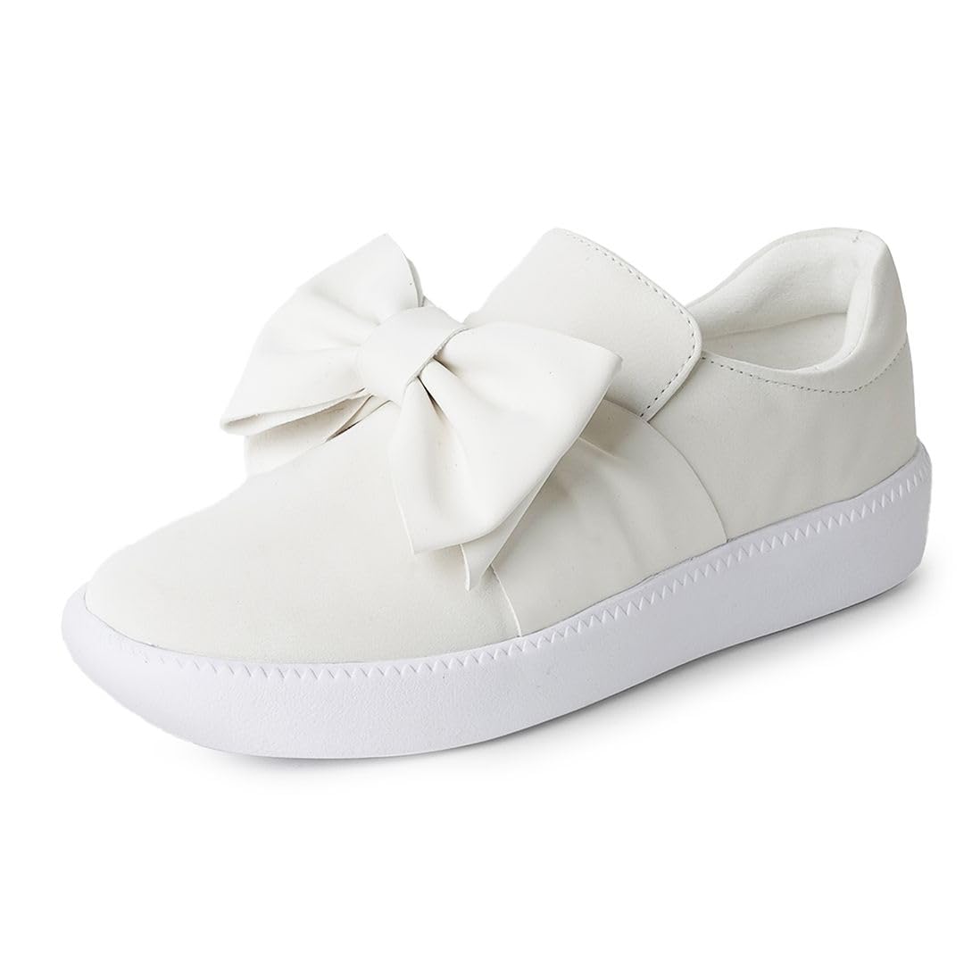 J. Adams Wally Platform Sneakers for Women - Comfortable Slip On Shoes with Bow